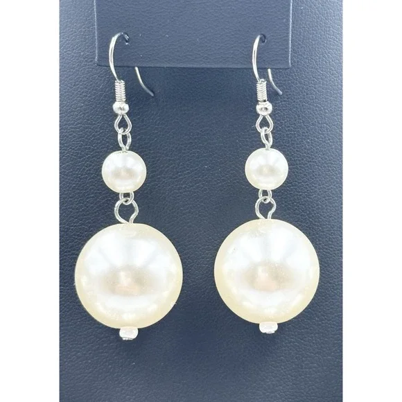 Chunky Runway Huge Wriped  Silver Tone Mesh Snake Faux Pearls Necklace‎ Set VTG - Picture 3 of 9